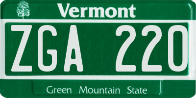 VT license plate ZGA220