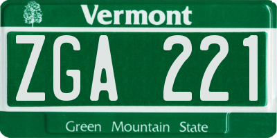 VT license plate ZGA221