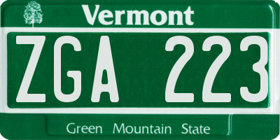 VT license plate ZGA223