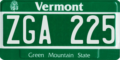 VT license plate ZGA225