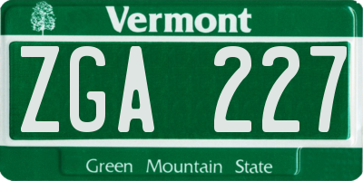 VT license plate ZGA227