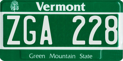 VT license plate ZGA228