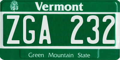 VT license plate ZGA232