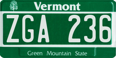 VT license plate ZGA236
