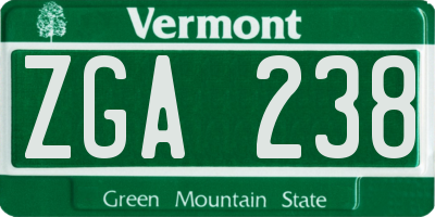 VT license plate ZGA238