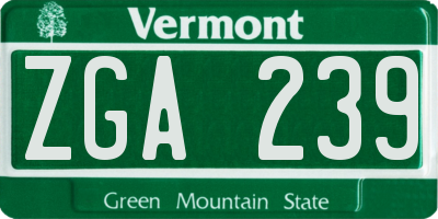 VT license plate ZGA239