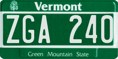 VT license plate ZGA240
