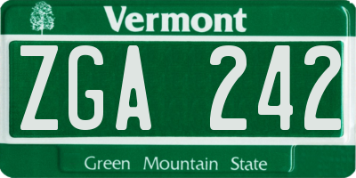 VT license plate ZGA242