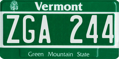 VT license plate ZGA244