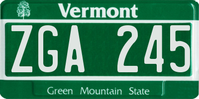 VT license plate ZGA245