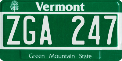 VT license plate ZGA247