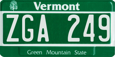 VT license plate ZGA249