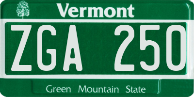 VT license plate ZGA250