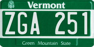 VT license plate ZGA251