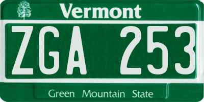 VT license plate ZGA253