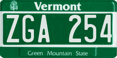 VT license plate ZGA254