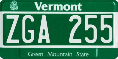 VT license plate ZGA255