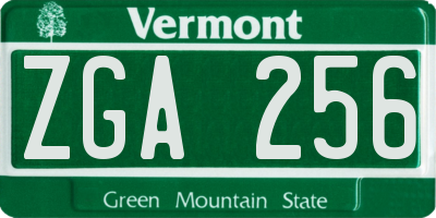 VT license plate ZGA256