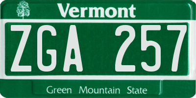 VT license plate ZGA257