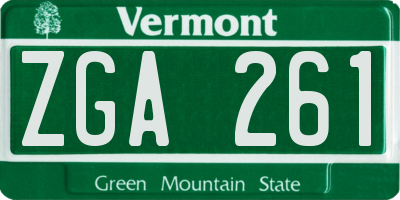 VT license plate ZGA261