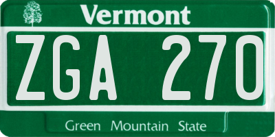 VT license plate ZGA270