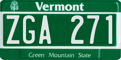 VT license plate ZGA271