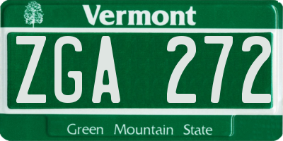 VT license plate ZGA272