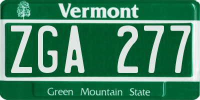 VT license plate ZGA277