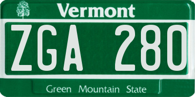 VT license plate ZGA280