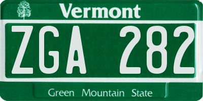 VT license plate ZGA282