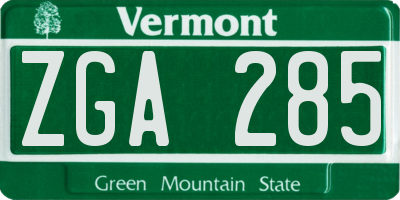 VT license plate ZGA285