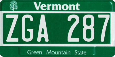 VT license plate ZGA287
