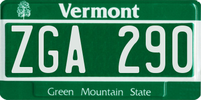VT license plate ZGA290