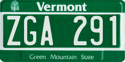 VT license plate ZGA291