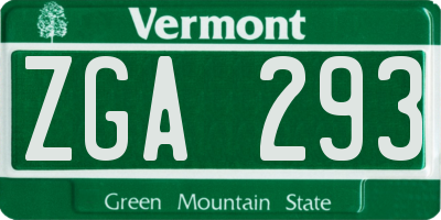 VT license plate ZGA293