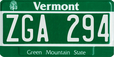 VT license plate ZGA294