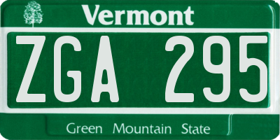 VT license plate ZGA295