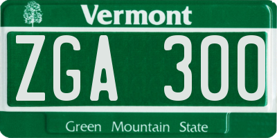 VT license plate ZGA300