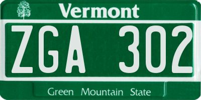 VT license plate ZGA302