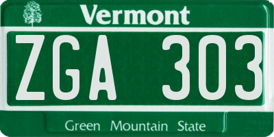 VT license plate ZGA303