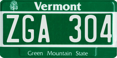 VT license plate ZGA304