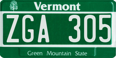 VT license plate ZGA305