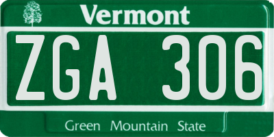 VT license plate ZGA306