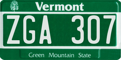VT license plate ZGA307