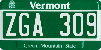 VT license plate ZGA309