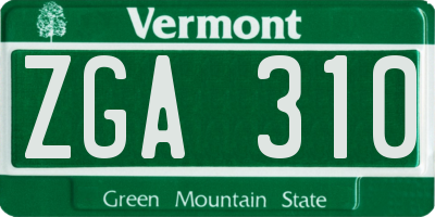 VT license plate ZGA310