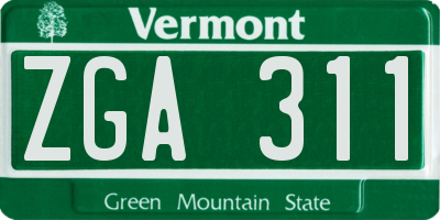VT license plate ZGA311
