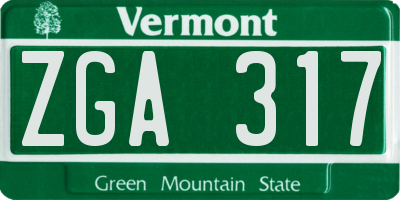 VT license plate ZGA317