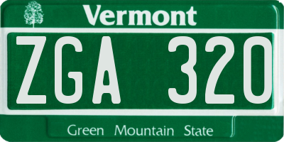 VT license plate ZGA320