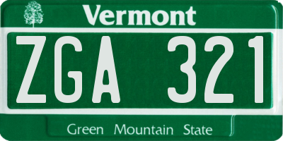 VT license plate ZGA321